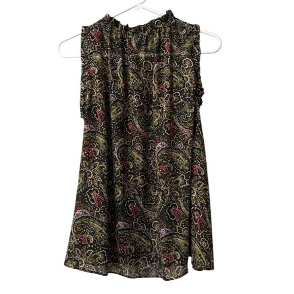 Gap Women Blouse Size XS Paisley Flutter Sleeve Lightweight Polyester Ruffles - Picture 2 of 13